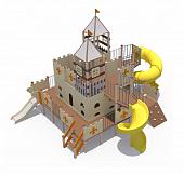 Детский игровой комплекс Дворец чудес Н-2000 и Н-750 (закрытая пластиковая труба и винтовой скат, в стиле средневековья) ДИО 13051.1