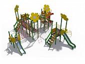 Игровой комплекс Цветочный город с металлическими скатами Н-900,1200 и винтовым скатом Н-2000 ДИО 04114