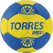 Мяч гандбольный TORRES Club ПУ, 5 подкл. слоев, руч. сшивка, сине-желтый H32142 / H32143